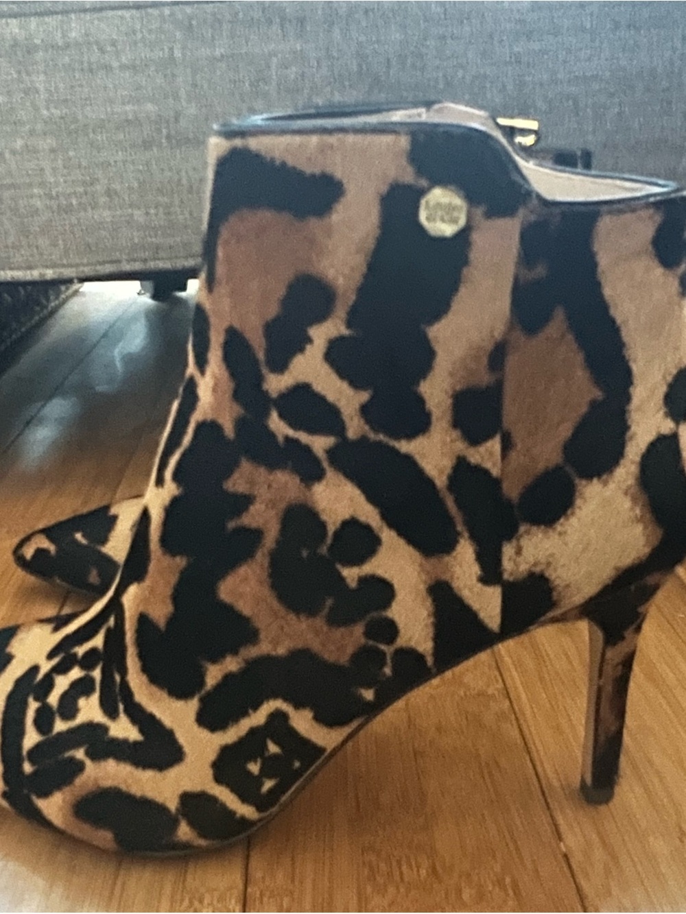 Louise et Cie Leopard Print Stiletto Ankle Boots - Brown & Black